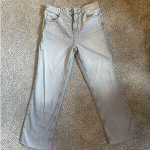 Zara Light Gray Crop Jeans w/ Raw Hem (Size EUR 40 / US 8)